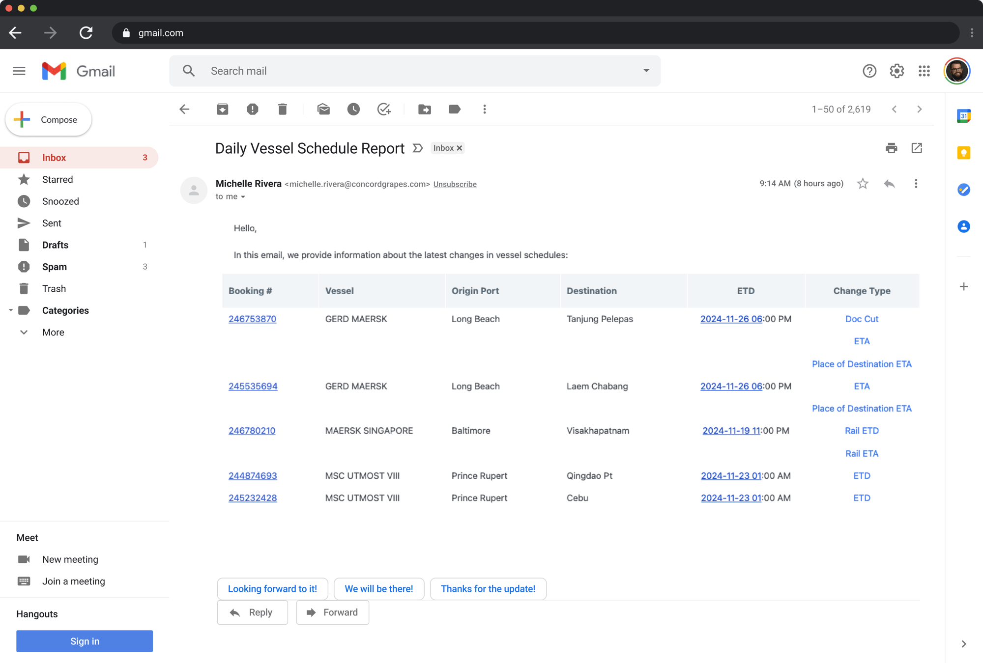 Vessel Schedule Report - Email v2